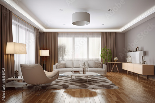 Interior of living room with sofa  Generative AI