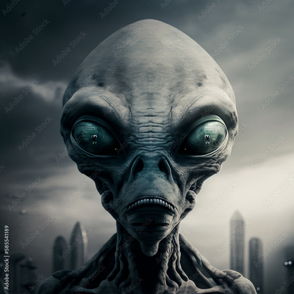 Portrait of an alien visit of the greys conspiracy of par.Generative AI. Portrait of an alien visit of the greys conspiracy of par.Generative AI.