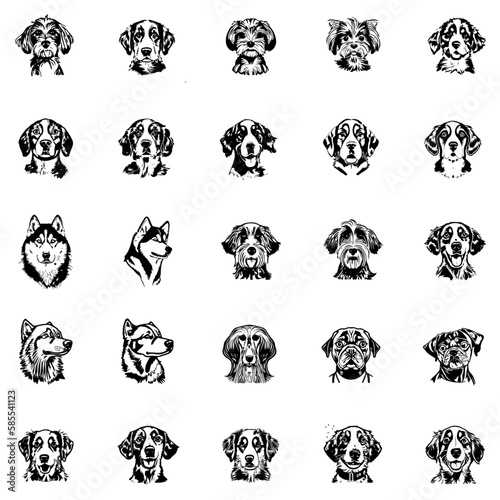 Eine Vielzahl von Hunde-Pop-Art-Illustrationen in Vektoren im Skizzenstil | A variety of dog pop art illustrations in sketch-style vectors photo