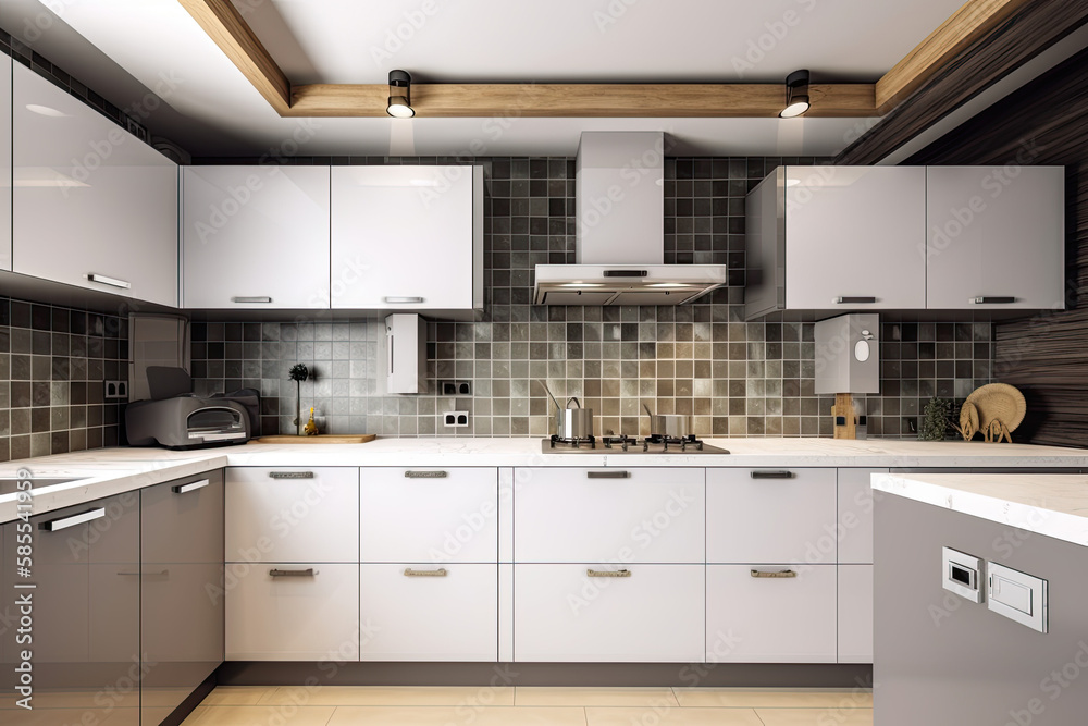 Modern kitchen interior, Generative AI Modern kitchen interior, Generative AI