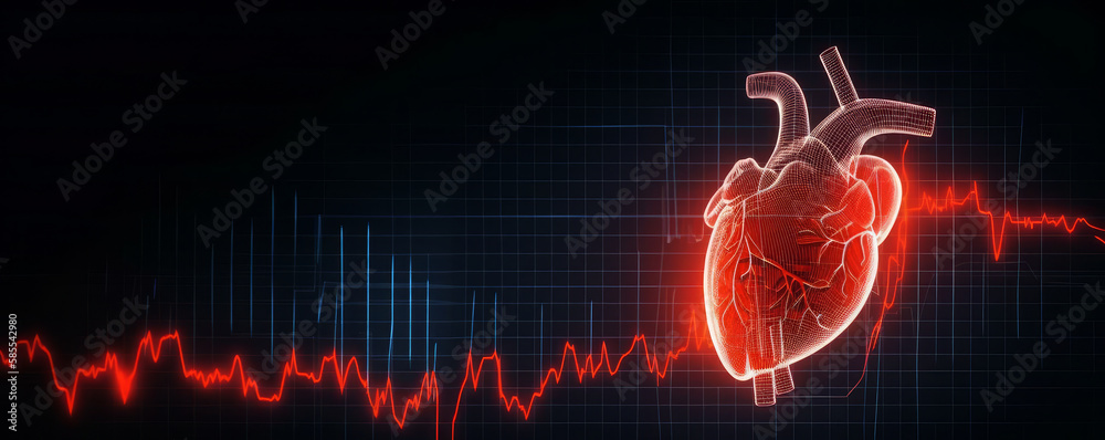 Cardiogram of a human heart for use in medical cardiac care background