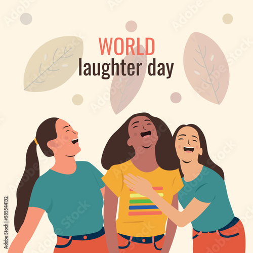 Laughter day banner flat vector illustration