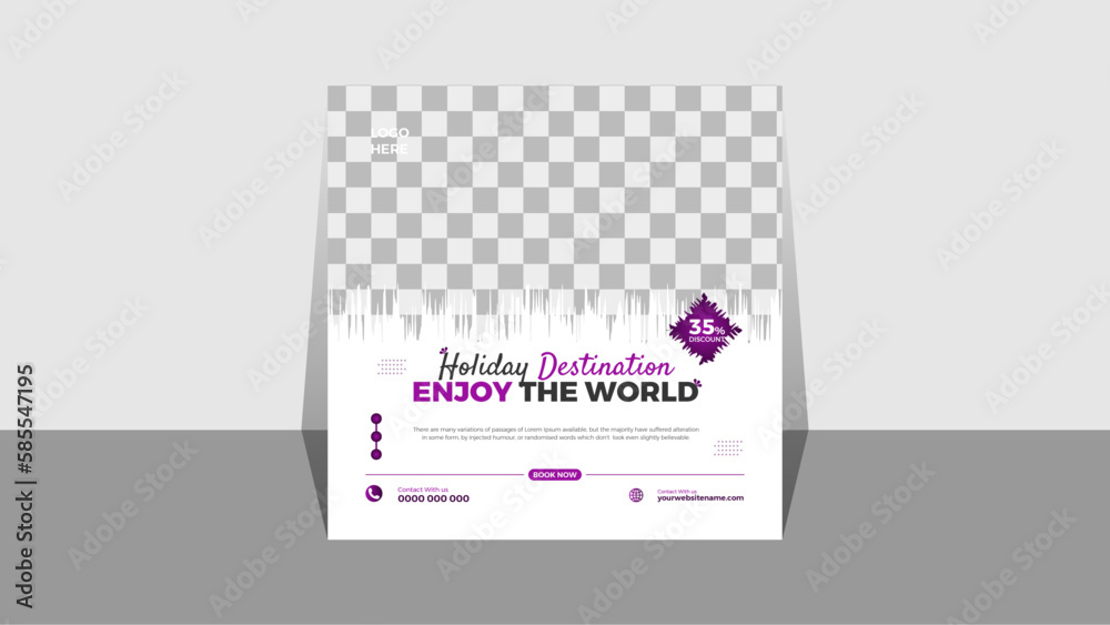 Fototapeta premium Travel holiday Destination social media post banner or square flyer design template