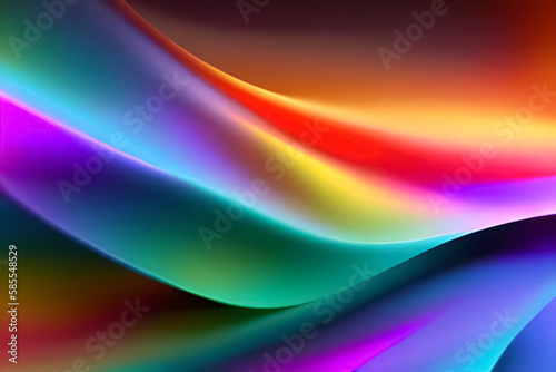 Abstract colourful curved waves in motion. Gradient design  fluid  iridescent  holographic  element for backgrounds  wallpapers  covers  ui design  banner  poster  mobile apps. generative ai 