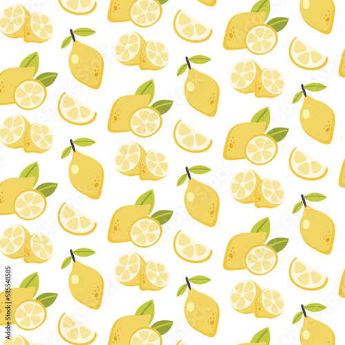 Seamless Lemon pattern. Hand drawn vector illustration for summer romantic cover  tropical wallpaper  vintage texture
