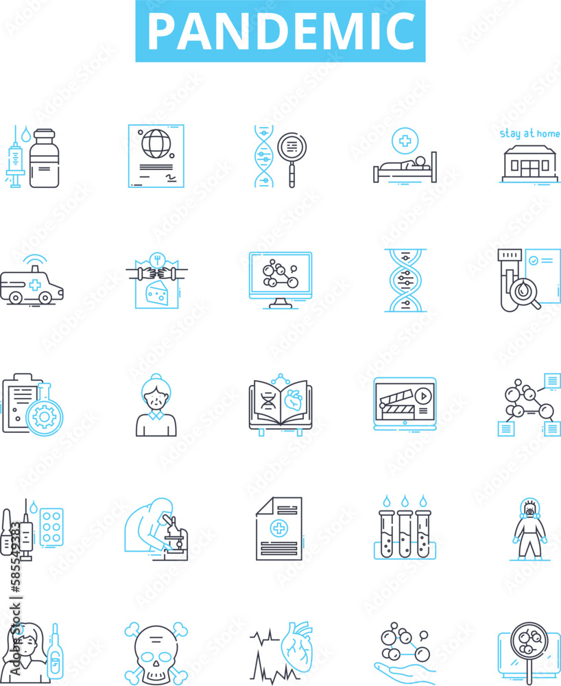 Pandemic vector line icons set. Coronavirus, Outbreak, Illness, Infectious, Epidemic, Contagion, Spread illustration outline concept symbols and signs