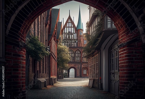Schnoorviertel, Bremen, Deutschland. Generative AI photo