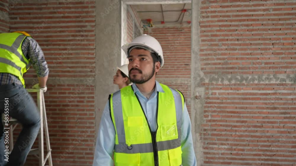 Engineer or construction foreman walks inspecting the construction site. Engineer or construction foreman walks inspecting the construction site.