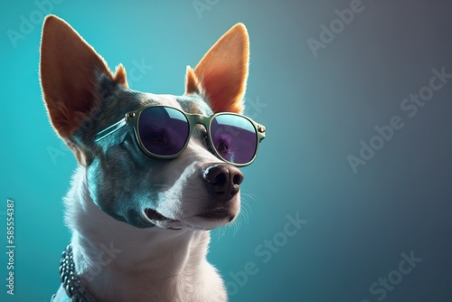 Animal portrait, dog looking cool with glasses, isolated, generative ai © Gizmo