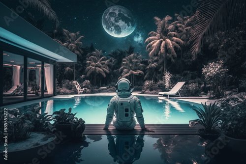 lonely astronaut near a swimming pool
created using generative Al tools