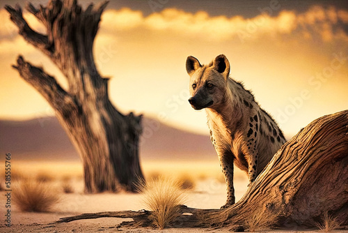 A hyena in the savannah - generative ai