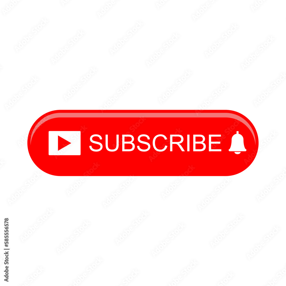 Red button subscribe.Label subscribe for video channel for website vector. Red button subscribe.Label subscribe for video channel for website vector.