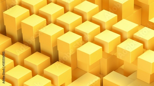 Abstract yellow background with cubes. Generative AI