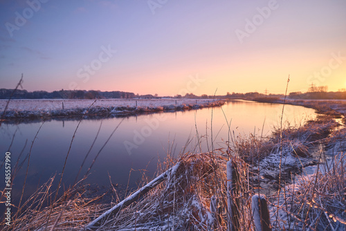 Riverbend in Schleswig-Holstein in winter. High quality photo