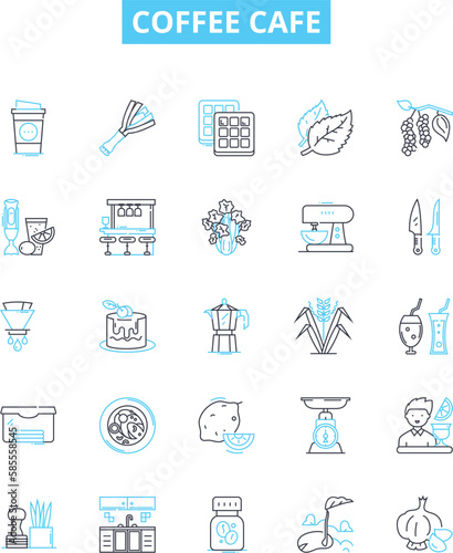 Coffee cafe vector line icons set. Coffee, Cafe, Espresso, Latte, Cappuccino, Mocha, Frappuccino illustration outline concept symbols and signs