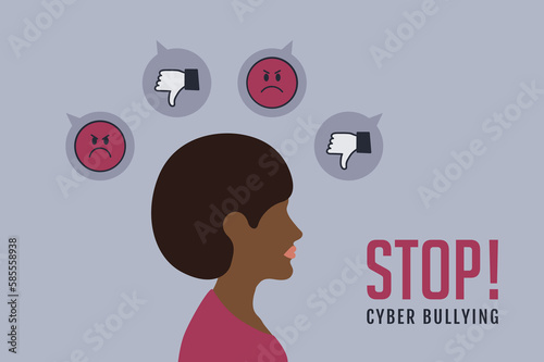 stop cyber bullying concept with depressed girl