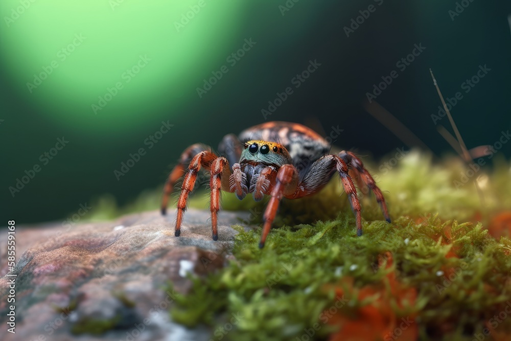 colorful spider standing on a rock