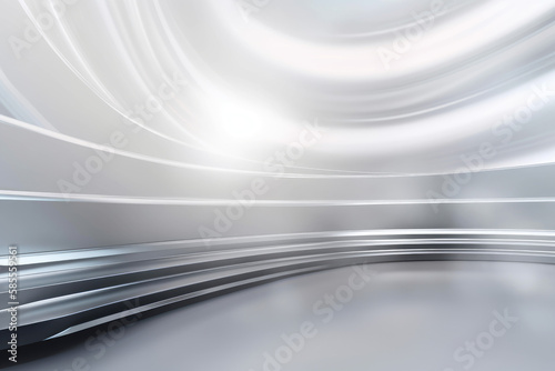 Silver podium color 3D background with geometric shapes for product presentation minimal style, stage, silver background.