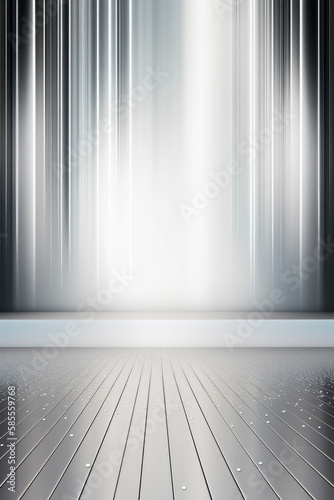 Silver podium color 3D background with geometric shapes for product presentation minimal style, stage, silver background.