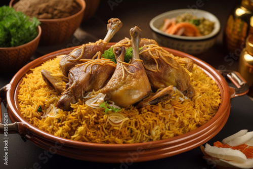 Kabsa, Saudi national dish to be shared Generative AI photo