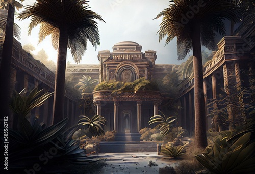 Obraz na plátně The Hanging Gardens of Babylon illustration