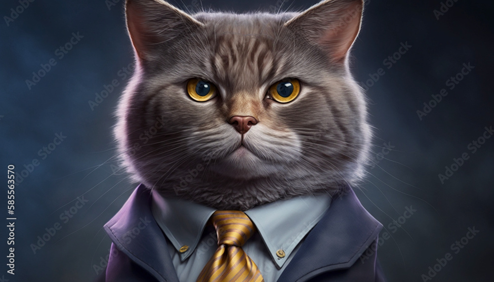 Easter cat wearing a business suit .Generative AI. Easter cat wearing a business suit .Generative AI.