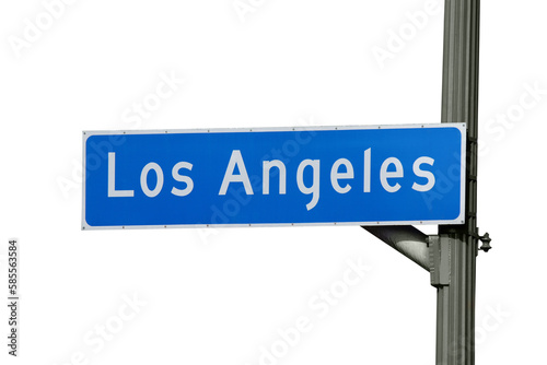 Los Angeles California city street sign with cut out background.