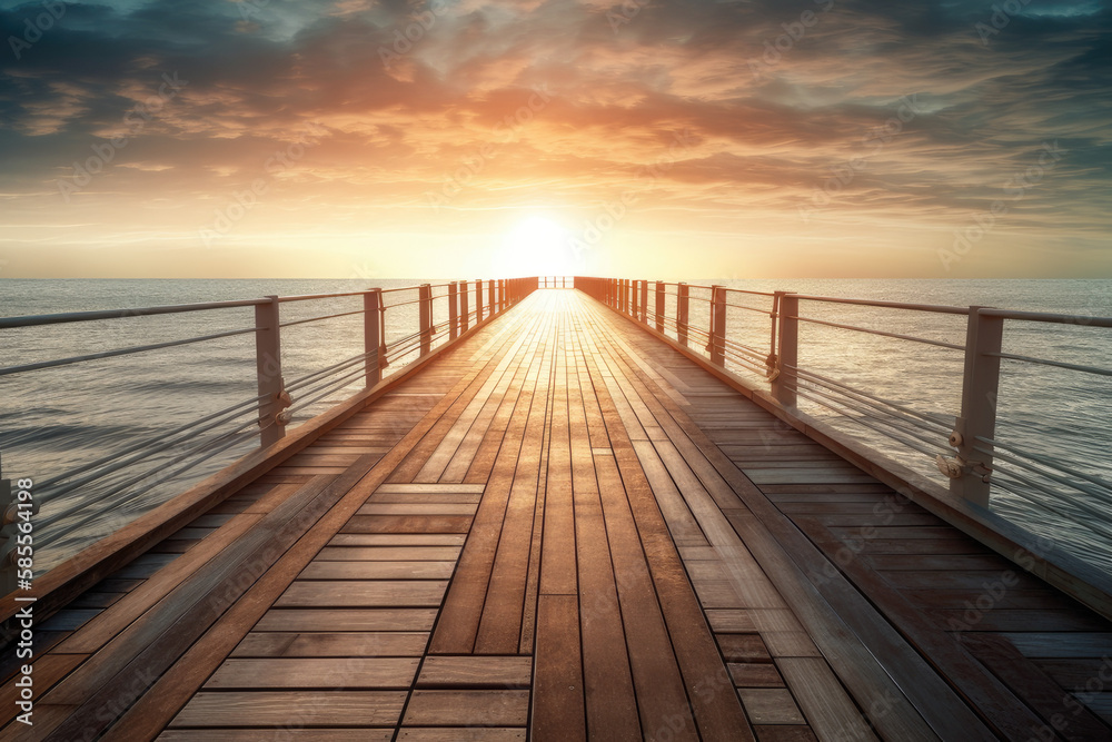 Fototapeta premium Sonnenaufgang/Sonnenuntergang an einem Steg