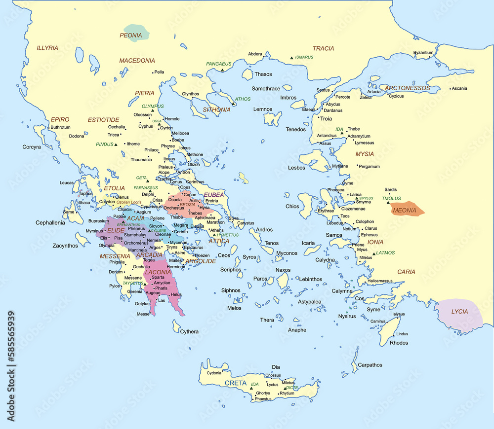 Ancient Greece - Map of Greece in the time of Homer