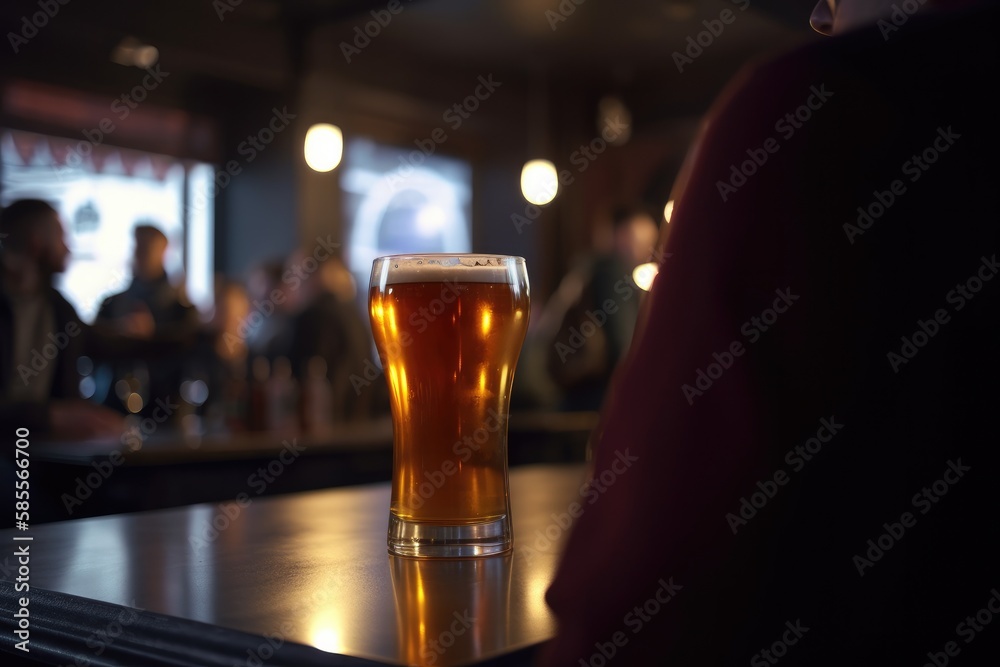 Preparation for watching the sport game.Cooled glass of beer with condensate on the wooden table. Blurred bar at the background Generative AI
Preparation for watching the sport game.Cooled glass of beer with condensate on the wooden table. Blurred bar at the background Generative AI