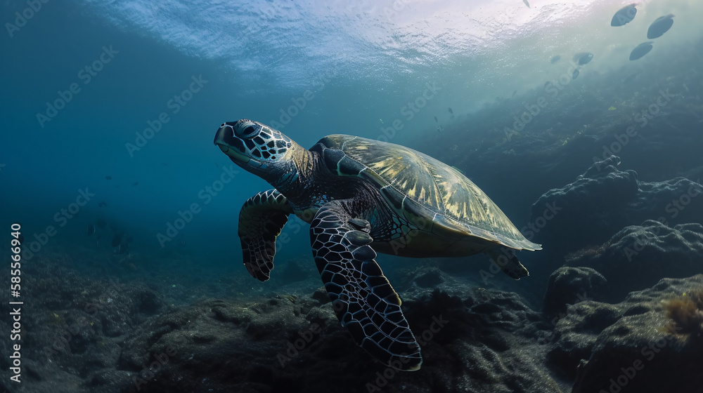 sea turtle swimming  generative ai