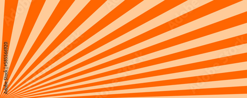 Sunrise or sunset rays pattern. Manga book page design. Orange radial lines coming from corner. Circus, festival or carnival background. Vector cartoon illustration