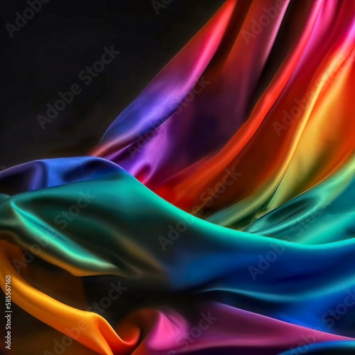 abstract colorful rainbow satin background.  Created using Generative AI