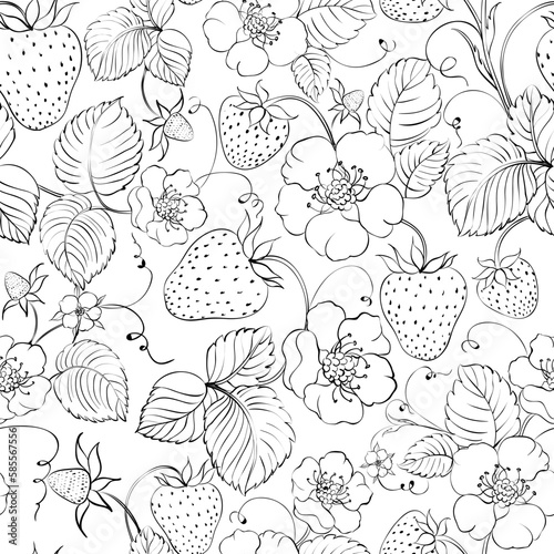 Strawberry seamless pattern. Vector botanic.