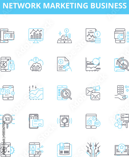 Network marketing business vector line icons set. Network, Marketing, Business, MLM, Direct, Selling, Home-Based illustration outline concept symbols and signs