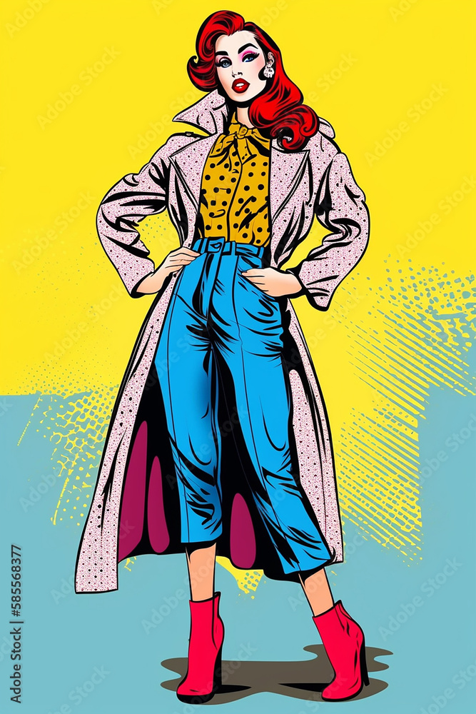 Comic book pop art drawing, woman. Generative ai Comic book pop art drawing, woman. Generative ai