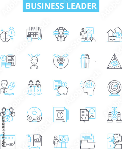 business Leader vector line icons set. Businessowner, CEO, Executive, Manager, Chairman, Leader, Entrepreneur illustration outline concept symbols and signs