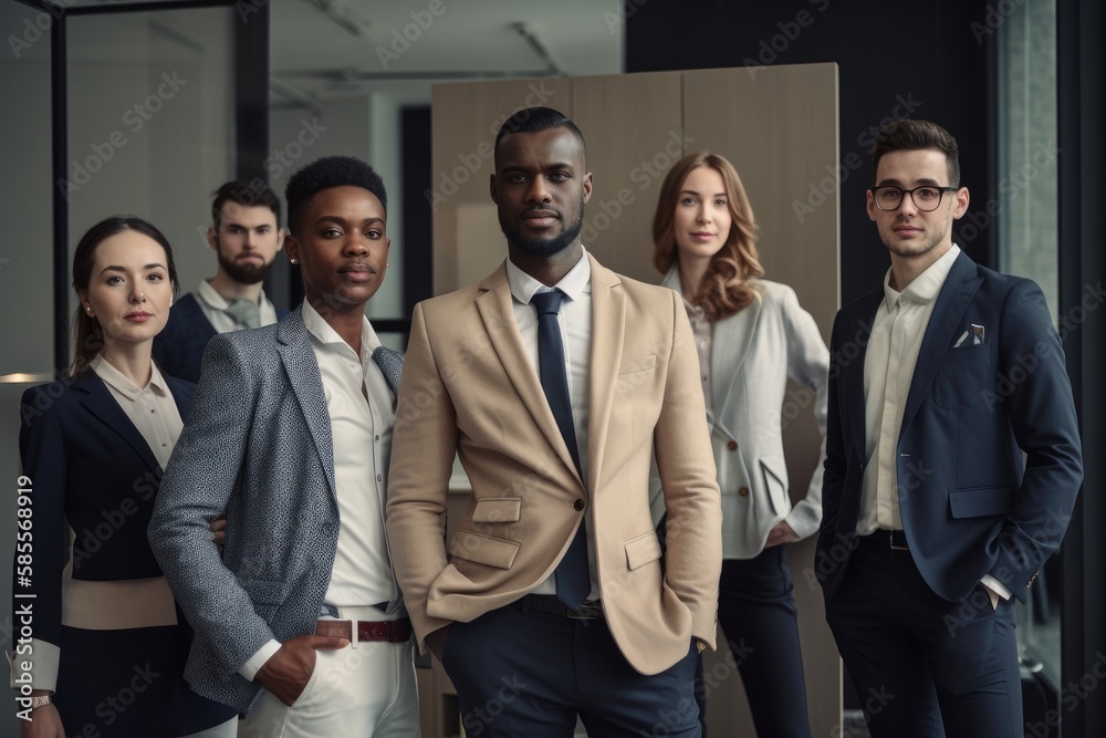 Group of multiethnic business people portrait in the office Generative AI Group of multiethnic business people portrait in the office Generative AI