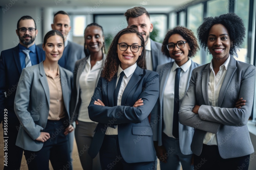Group of multiethnic business people portrait in the office Generative AI Group of multiethnic business people portrait in the office Generative AI
