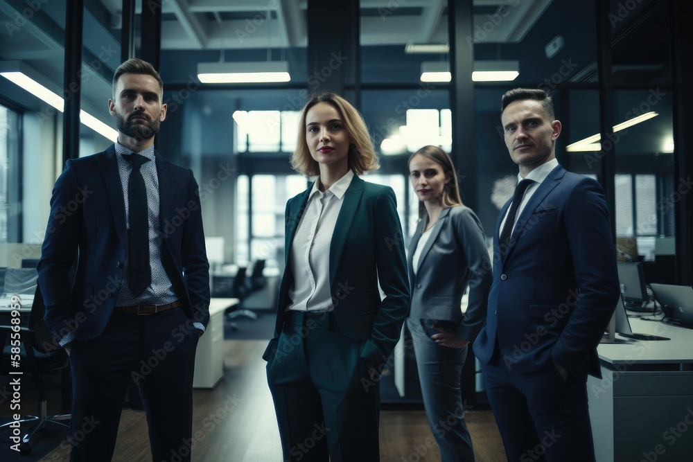 Group of multiethnic business people portrait in the office Generative AI Group of multiethnic business people portrait in the office Generative AI