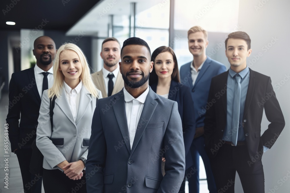 Group of multiethnic business people portrait in the office Generative AI Group of multiethnic business people portrait in the office Generative AI