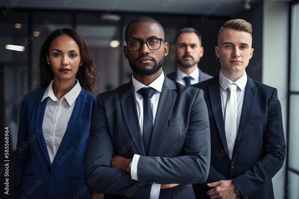 Group of multiethnic business people portrait in the office Generative AI