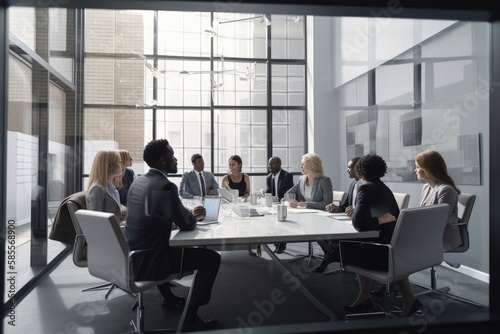 Group of multiethnic business people portrait in the office Generative AI