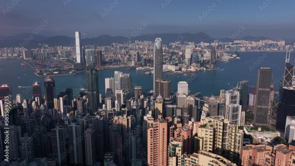 custom made wallpaper toronto digitalFlying Over The Majestic Buildings Of Hong Kong, Aerial View