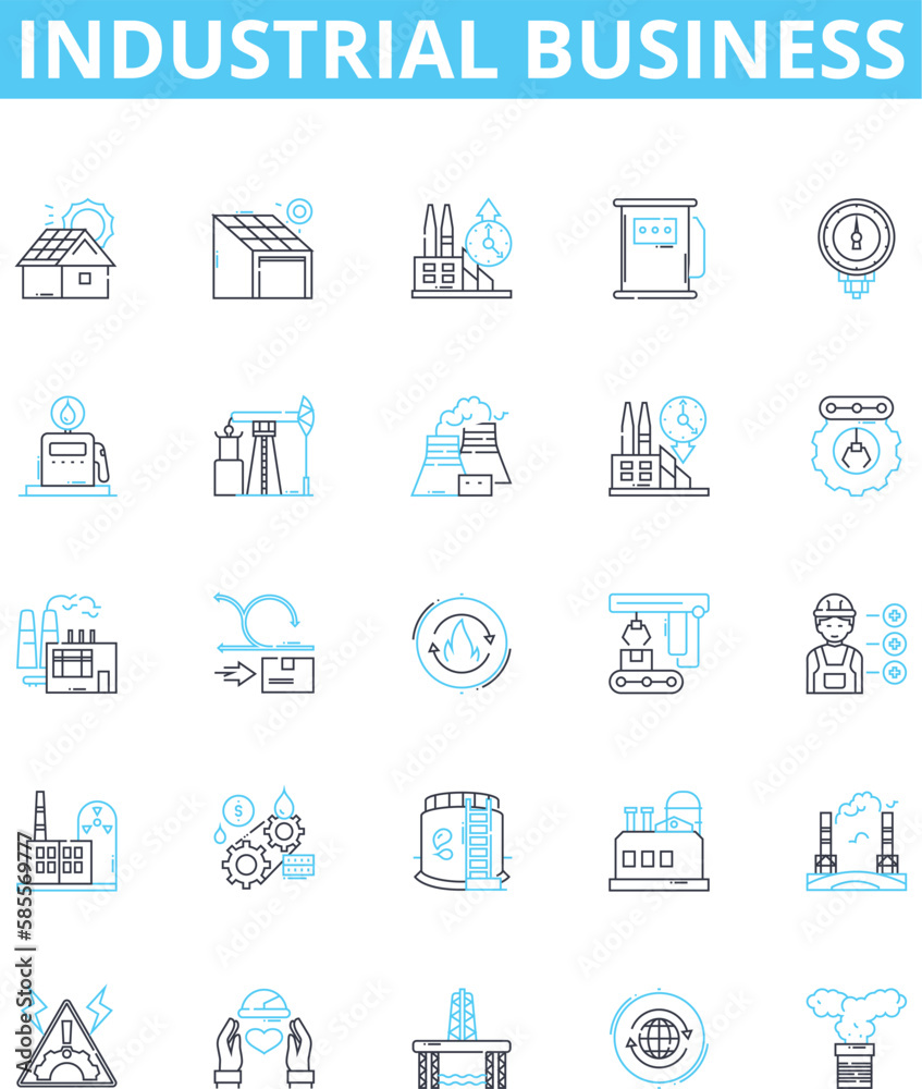 Industrial business vector line icons set. Industry, Business, Manufacturing, Industrial, Production, Service, Goods illustration outline concept symbols and signs