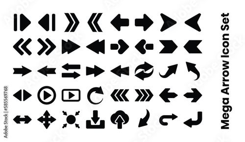 Arrow Icon Mega Set Vector With Black and White Color  Different Style Arrow Icons  Left Arrow  Back Arrow  Direction  Cursor For Website and Apps