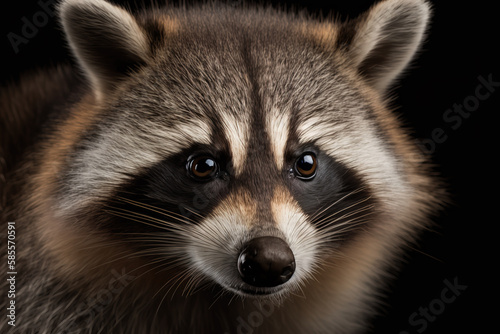 Generative AI. Portrait of a brown raccoon