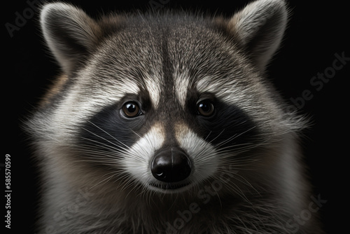 Generative AI. Portrait of a brown raccoon © britaseifert