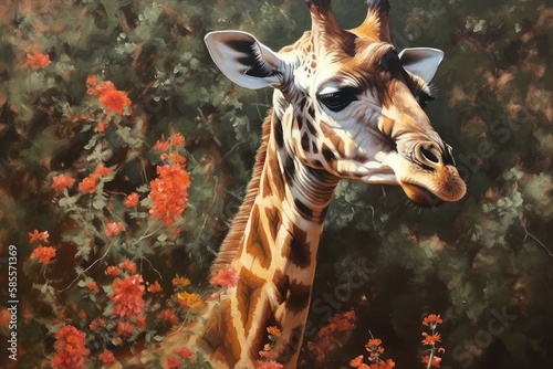 Giraffe oil painting