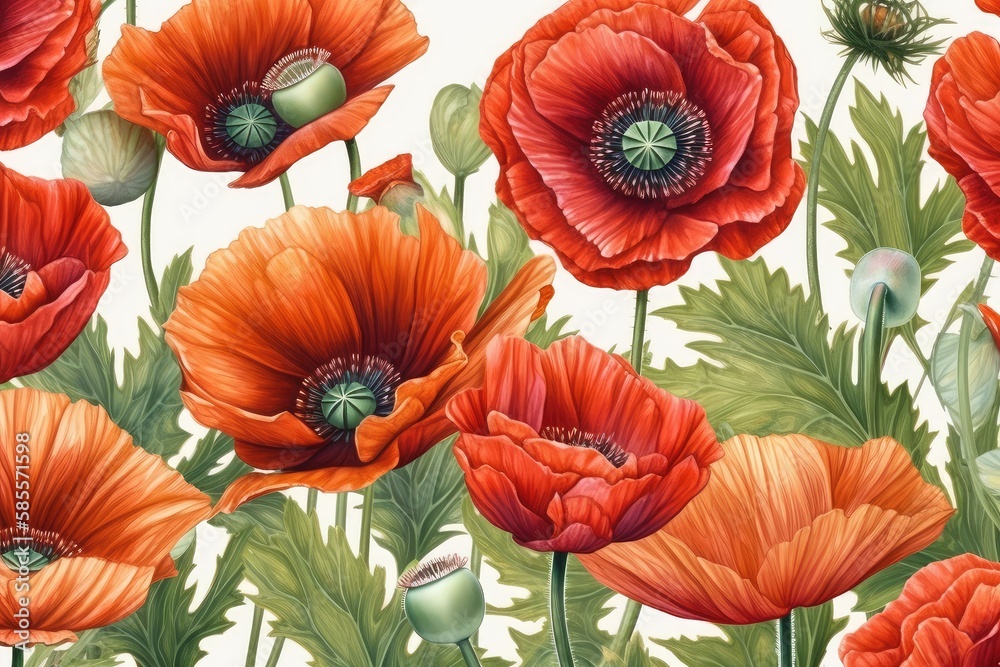 Happy spring time Poppy pattern Happy spring time Poppy pattern